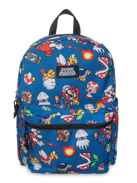 Closure Zip closure Straps Printed straps with reflective stripes Pockets 2 pockets on the backpack; side foam mesh pockets Features Inner padded laptop. . Super mario bookbag